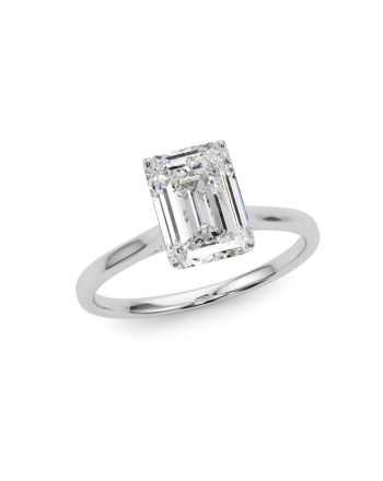 Solitaire Emerald Cut Diamond Engagement Ring 1.71 Carat 14K White Gold GIA Certified