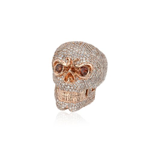 Skull Diamond Ring 10K Rose Gold